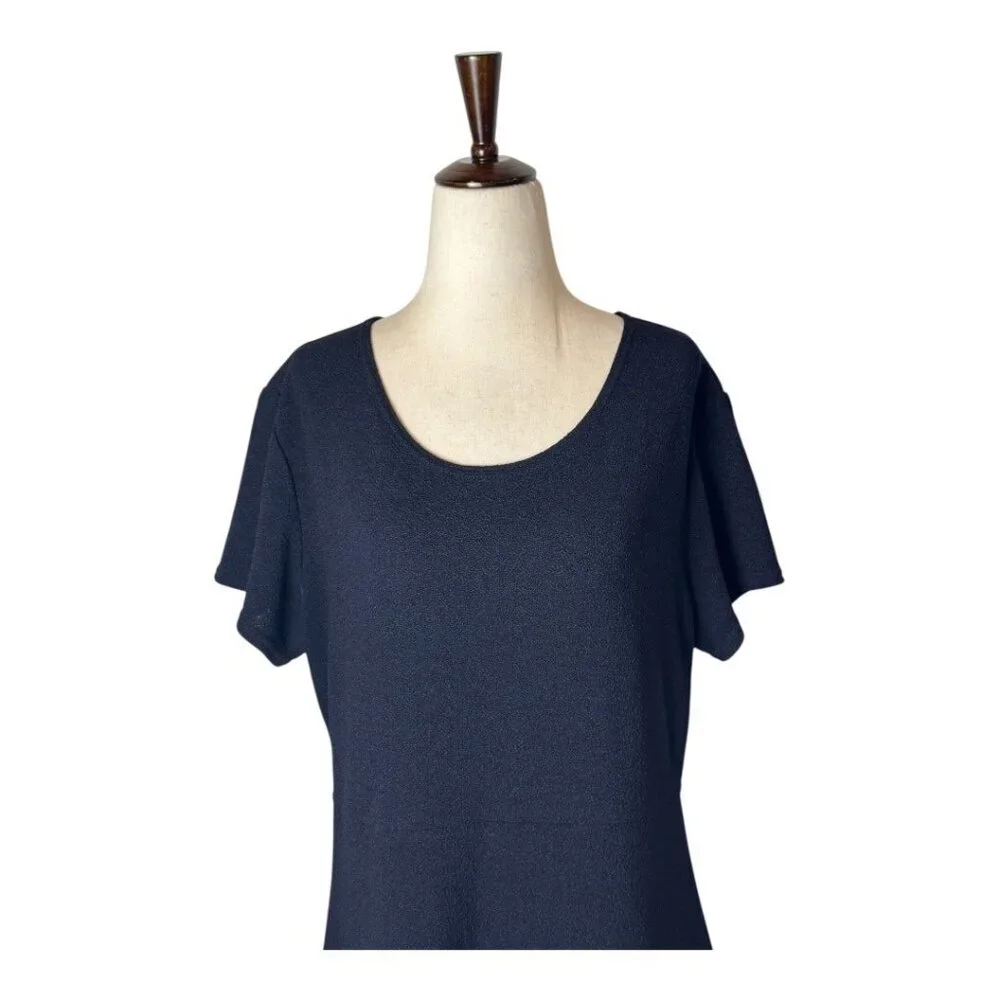 Rabbit Rabbit Rabbit Knit Fit And‎ Flare Dress Women 16 Navy Blue Short Sleeve